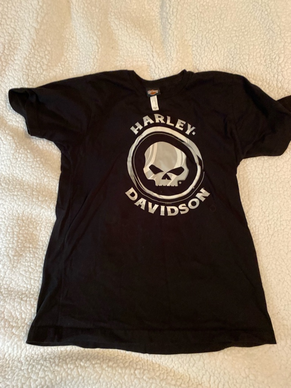 Harley-Davidson Black Kids Skull Logo Tee with Silver Print